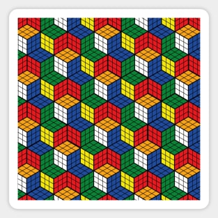 funky primary colors isometric cubes pattern Magnet